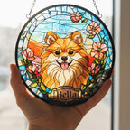 Custom Pomeranian Dog Portrait Stained Glass Suncatcher, Stained Glass Dog Memorial, Custom Dog Portrait from Photo, Sympathy Gifts - image 4