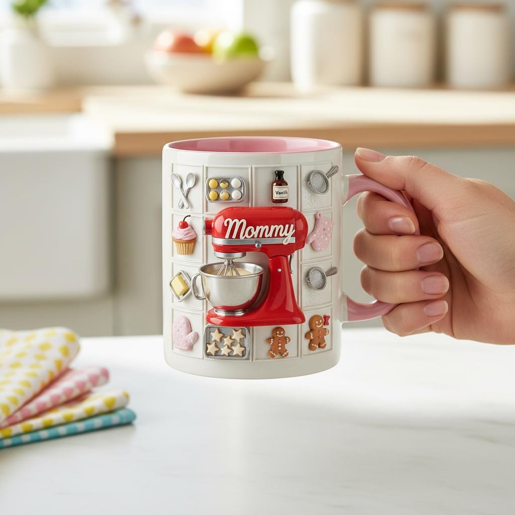 Personalized Baking Lover Mug, Baker Mug with Name, Baking Tools 2D Flat Coffee Cup, Mother's Day Gift - image 4