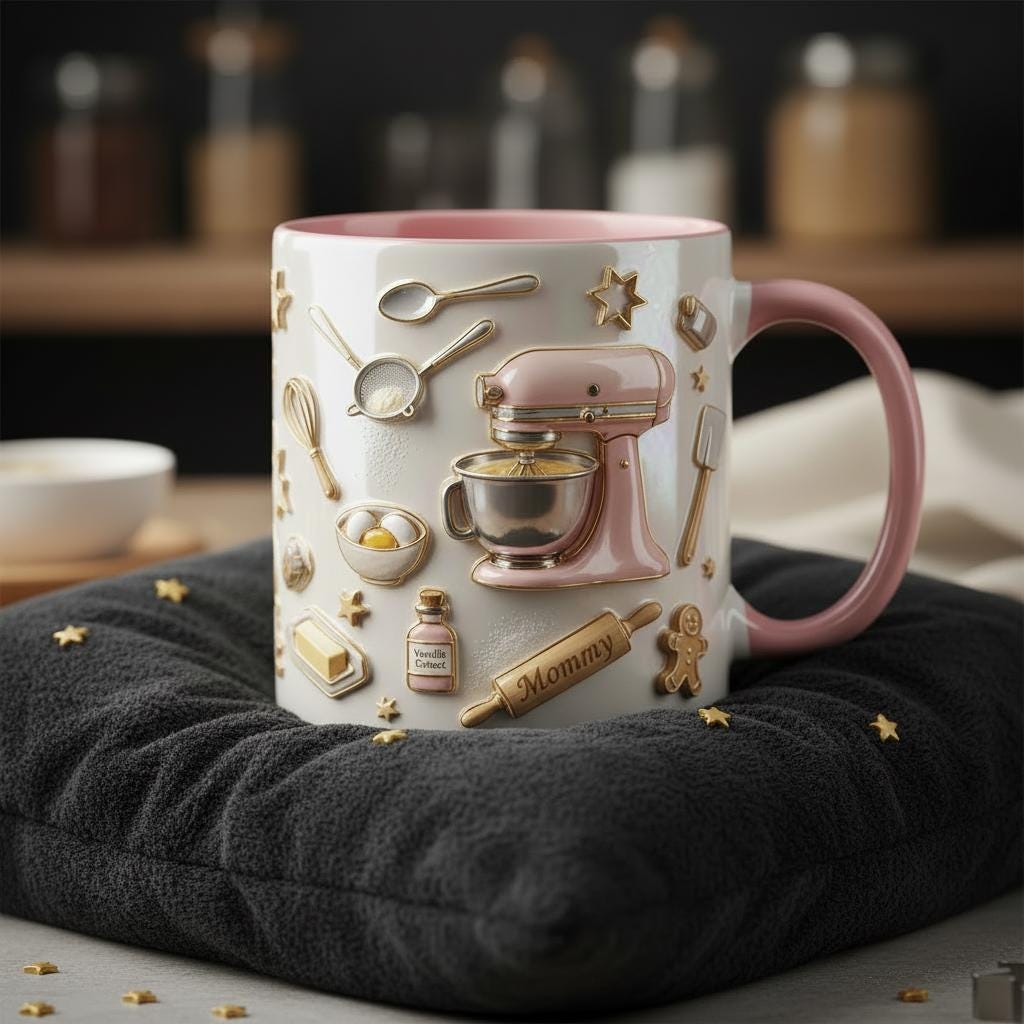 Personalized Baking Lover Mug, Baker Mug with Name, Baking Tools 2D Flat Coffee Cup, Mother's Day Gift - image 2