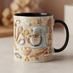 Personalized Baking Mug, Custom Name Cooking Lover Coffee Cup, Baker Tools, Mothers Day Gift