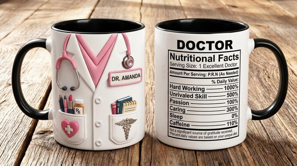 Custom Doctor Nutritional Facts Mug, Personalized Medical Gift, Mom Dad Appreciation Coffee Cup, Nurse Mugs - image 3