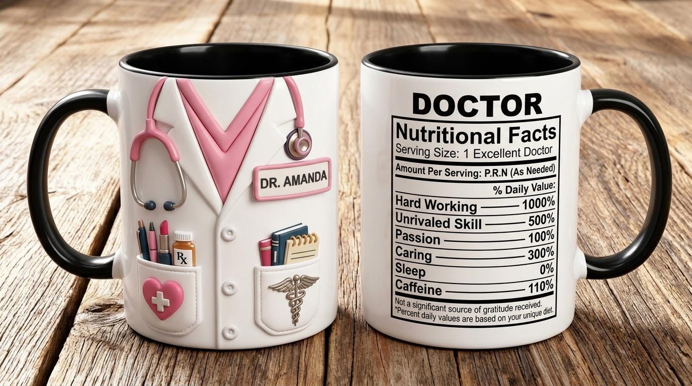 Custom Doctor Nutritional Facts Mug, Personalized Medical Gift, Mom Dad Appreciation Coffee Cup, Nurse Mugs - image 3