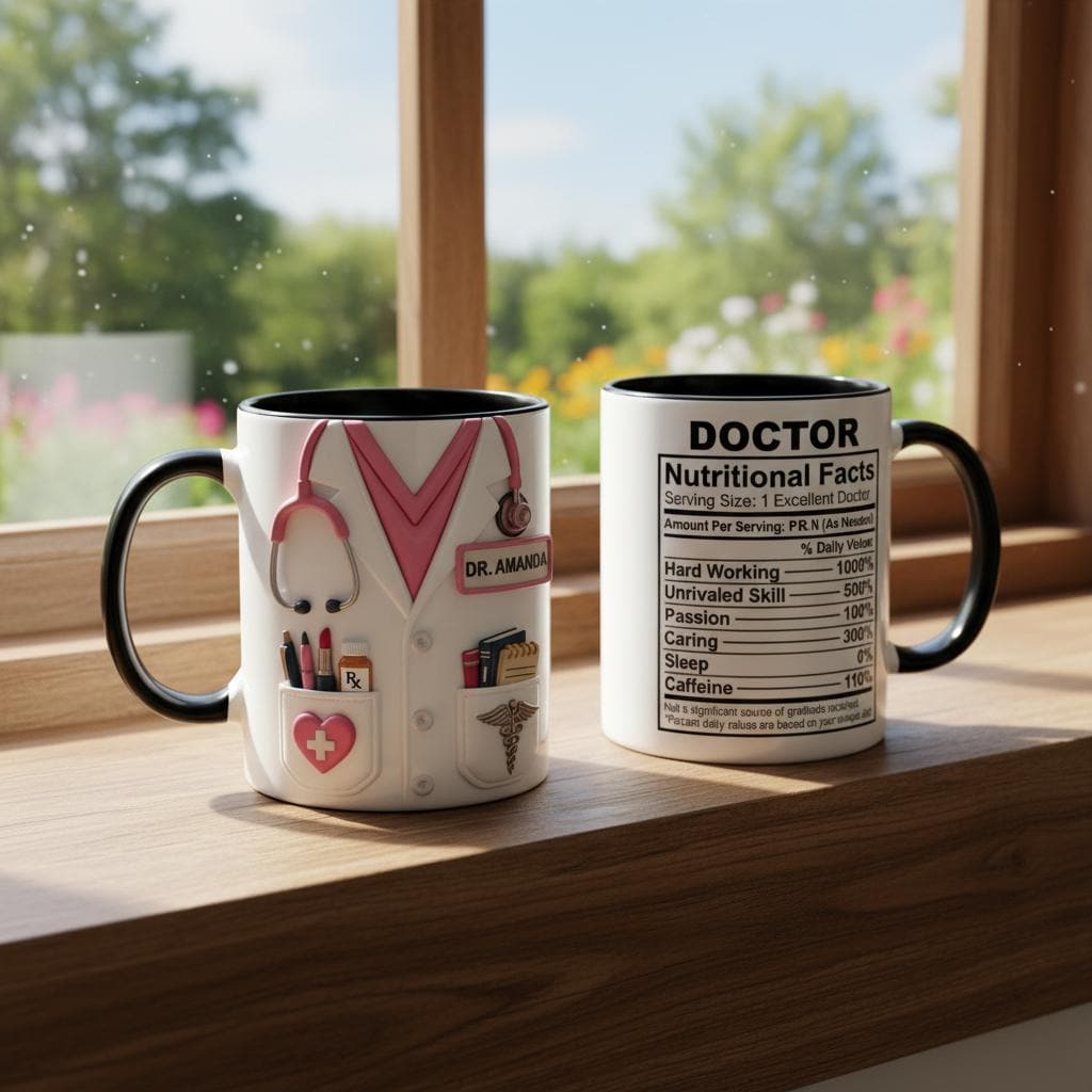 Custom Doctor Nutritional Facts Mug, Personalized Medical Gift, Mom Dad Appreciation Coffee Cup, Nurse Mugs - image 4
