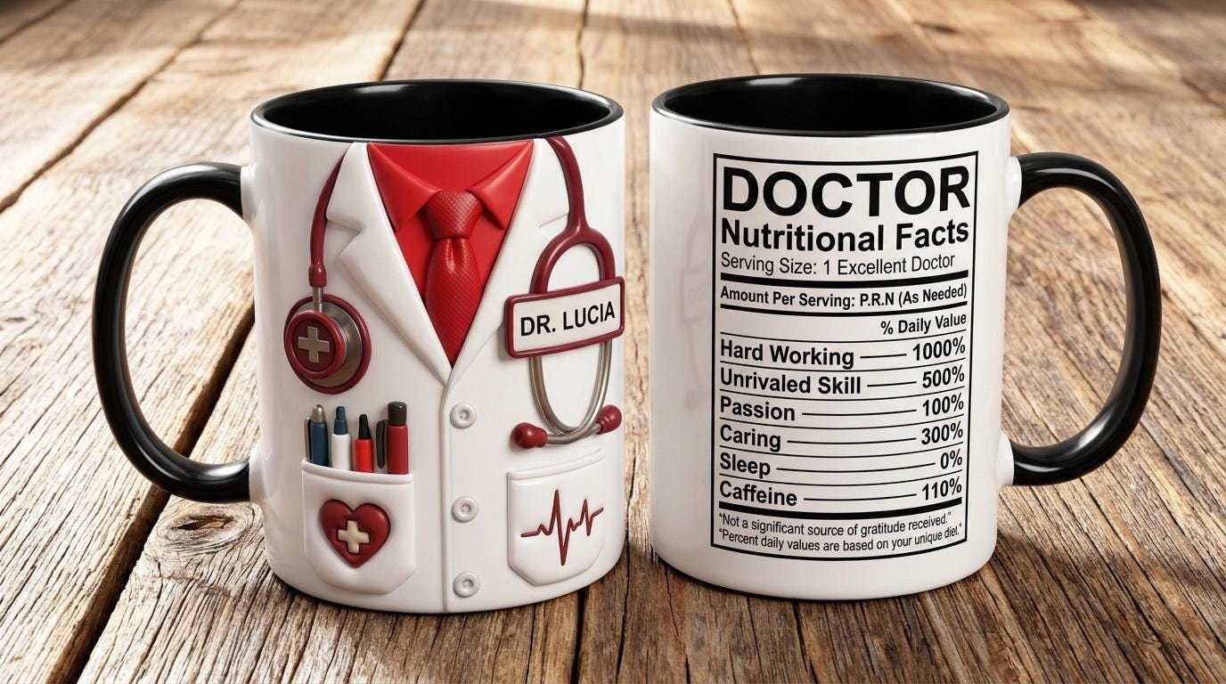 Custom Doctor Nutritional Facts Mug, Personalized Medical Gift, Mom Dad Appreciation Coffee Cup, Nurse Mugs - image 3