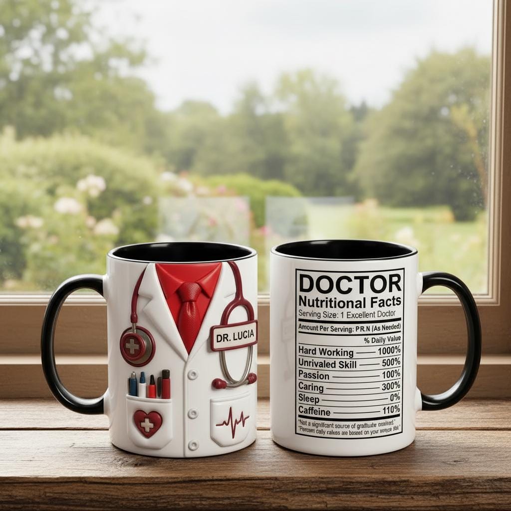 Custom Doctor Nutritional Facts Mug, Personalized Medical Gift, Mom Dad Appreciation Coffee Cup, Nurse Mugs - image 2