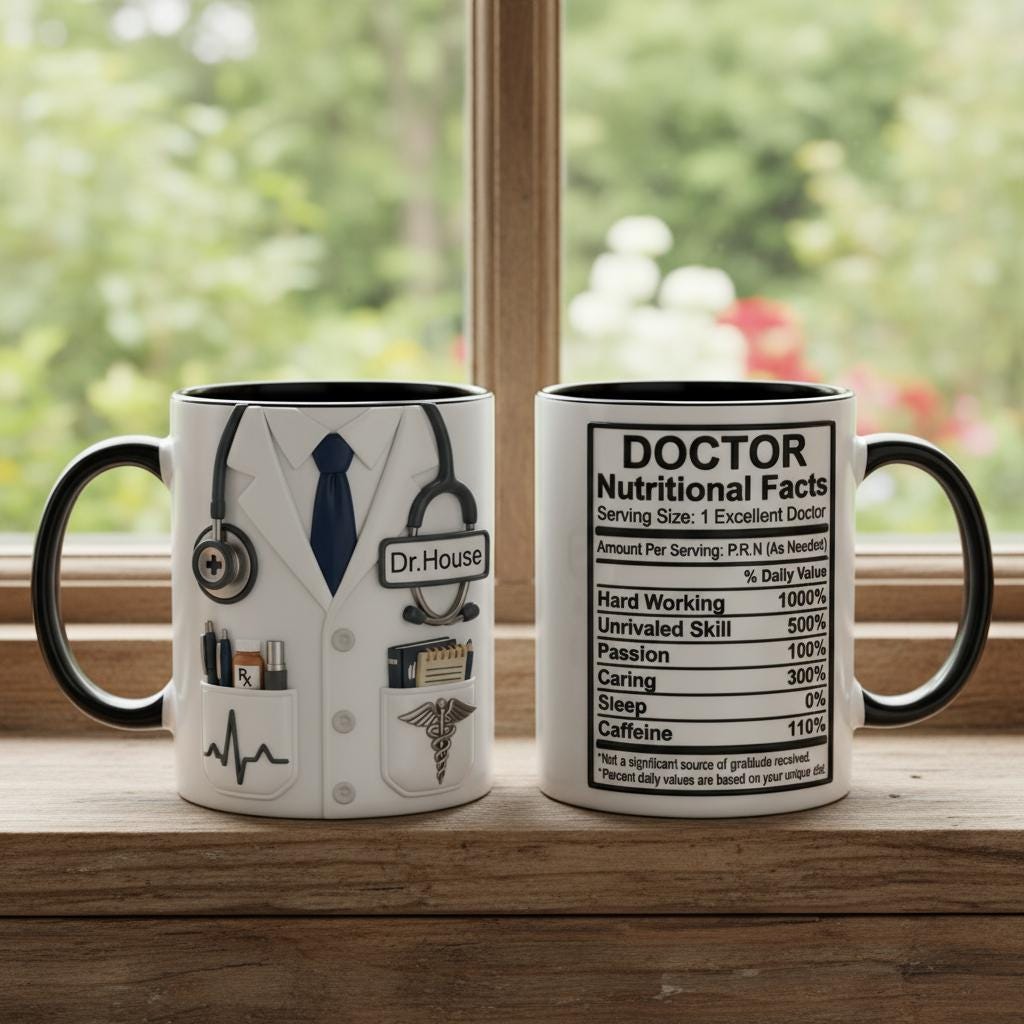 Custom Doctor Nutritional Facts Mug, Personalized Medical Gift, Mom Dad Appreciation Coffee Cup, Nurse Mugs - image 3