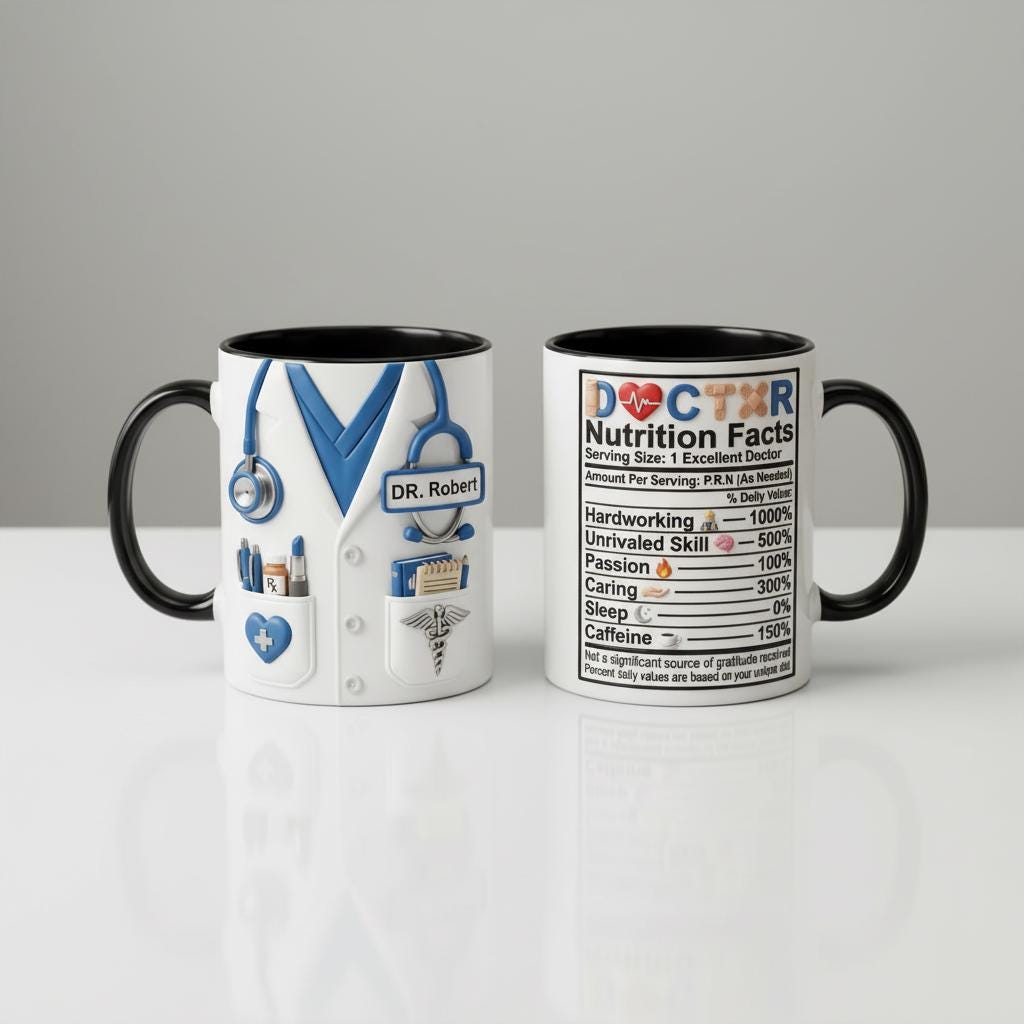 Custom Doctor Nutritional Facts Mug, Personalized Medical Gift, Mom Dad Appreciation Coffee Cup, Nurse Mugs - image 2