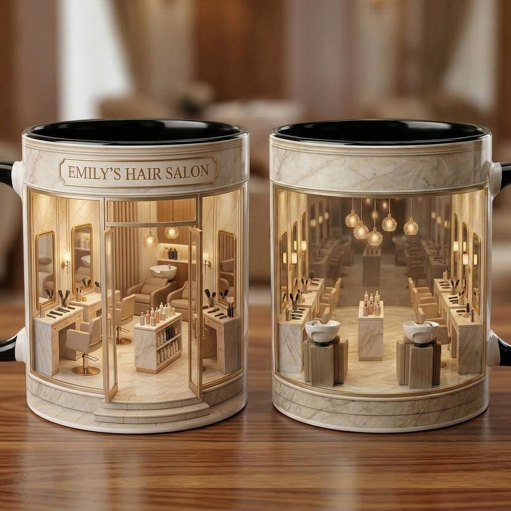 Personalized Hair Salon Mug, Hair Stylist Mug, Gift For Her, Faux 3D Effect