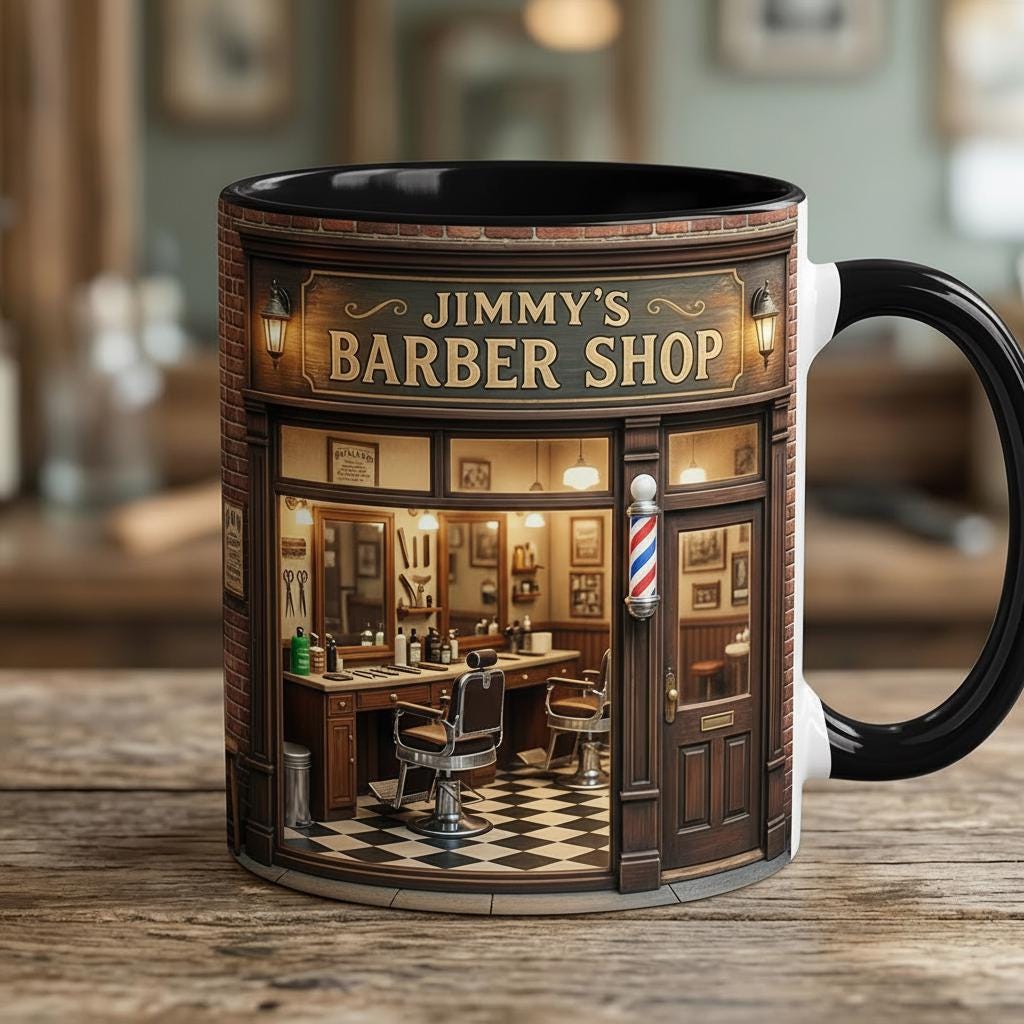 Custom Name Hair Salon Faux 3D Effect Mug, Hair Stylist Mug, Gift For Him - image 2