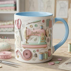 Personalized Sewing Machine Accent Mug, Faux 3D Effect, Craft Coffee Mug, Sewing Lover Gift, Crochet Lover Mug - image 8