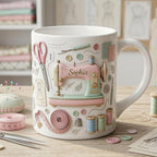 Personalized Sewing Machine Accent Mug, Faux 3D Effect, Craft Coffee Mug, Sewing Lover Gift, Crochet Lover Mug - image 7