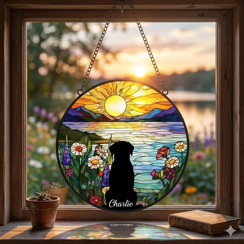 Custom Labrador Retriever Dog Memorial Suncatcher With Name , Personalized  Dog Memorial Suncatcher , Puppy Loss Gift,In Loving Memory