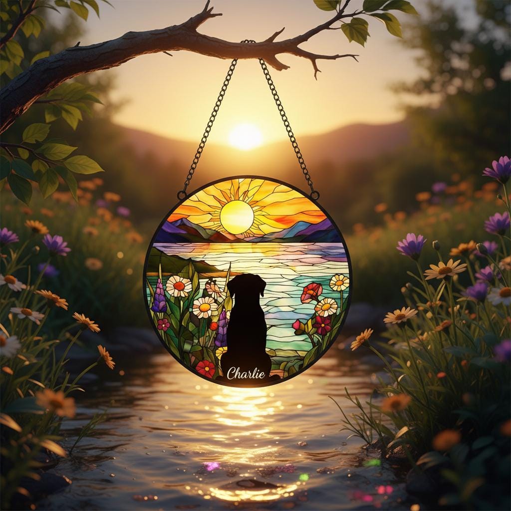 Custom Labrador Retriever Dog Memorial Suncatcher With Name , Personalized  Dog Memorial Suncatcher , Puppy Loss Gift,In Loving Memory - image 5
