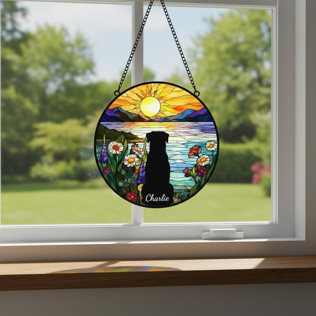 Custom Rottweiler Dog Memorial Suncatcher With Name , Personalized  Dog Memorial Suncatcher , Puppy Loss Gift,In Loving Memory - image 2