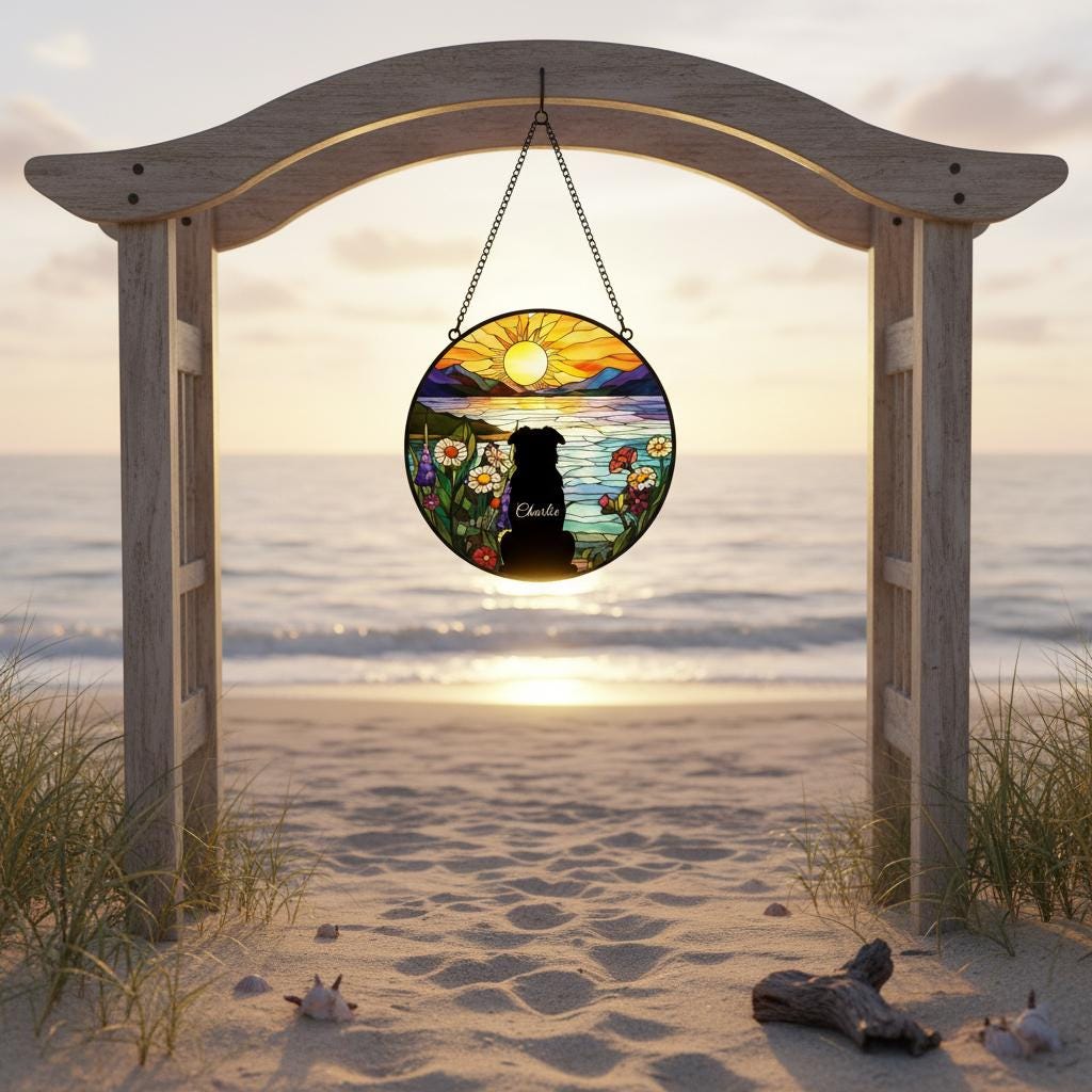 Custom Australian Shepherd   Dog Memorial Suncatcher With Name , Personalized  Dog Memorial Suncatcher , Puppy Loss Gift,In Loving Memory - image 5