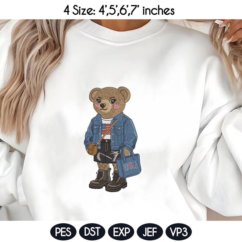 Bear Embroidery File Bundle, Bear Machine Embroidery Designs, 4 sizes, Digital Download, Instant Download - image 3