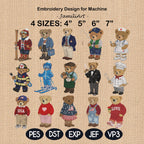 Bear Embroidery File Bundle, Bear Machine Embroidery Designs, 4 sizes, Digital Download, Instant Download