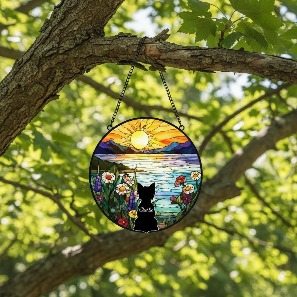 Custom Yorkshire Terrier Dog Memorial Suncatcher With Name , Personalized  Dog Memorial Suncatcher , Puppy Loss Gift,In Loving Memory - image 5