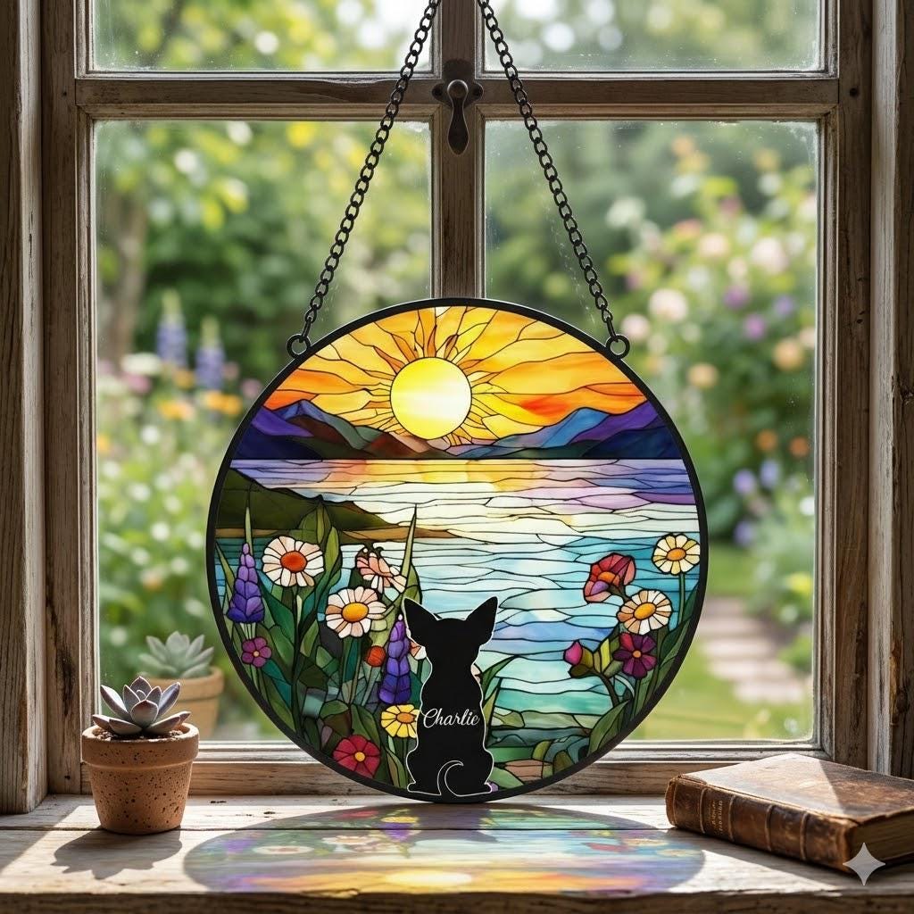Custom Chihuahua  Dog Memorial Suncatcher With Name , Personalized  Dog Memorial Suncatcher , Puppy Loss Gift,In Loving Memory