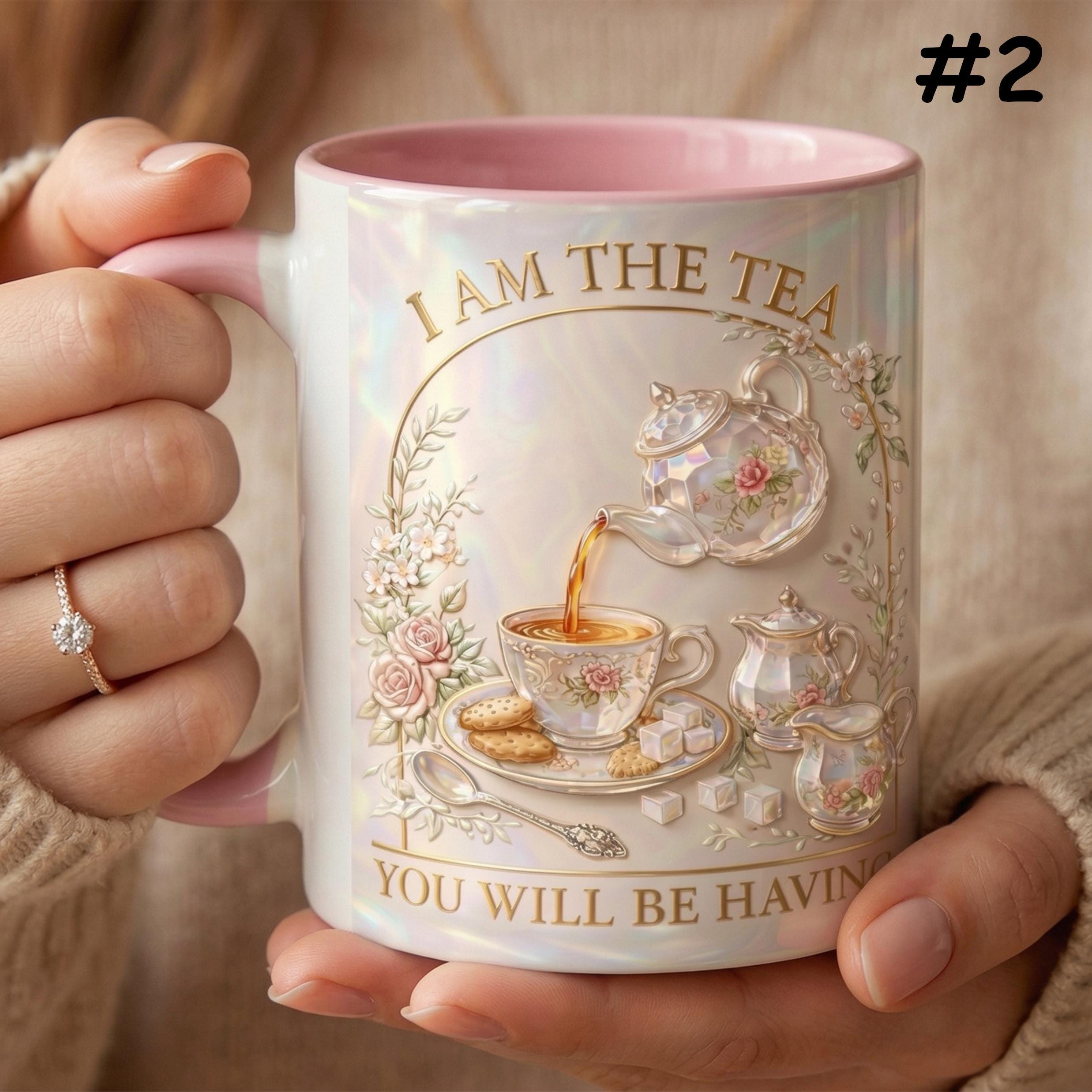 I Am The Tea You Will Be Having Mug, Faux 3D Lavender Design, Bookish Tea Romance Reader Gift - image 4