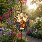 Custom  Abyssinian Cat Memorial Stained Glass, Loss of Pet Sympathy Gift, Cat With Name Suncatcher,  Custom Pet Image Gift - image 3