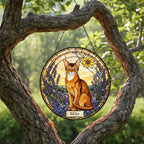 Custom  Abyssinian Cat Memorial Stained Glass, Loss of Pet Sympathy Gift, Cat With Name Suncatcher,  Custom Pet Image Gift - image 4