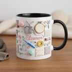 Personalized Knitting Mug, Custom Name Quilting Sewing Accent Coffee Cup, Gift for Men Women