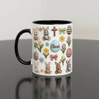 Retro Personalized Bunny Easter Mug, Custom Name Easter Eggs Coffee Mugs, Cute Rabbit Easter Day Cup - image 2