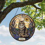 Custom Norwegian Forest Cat Cat Memorial Stained Glass, Loss of Pet Sympathy Gift, Cat With Name Suncatcher,  Custom Pet Image Gift - image 4