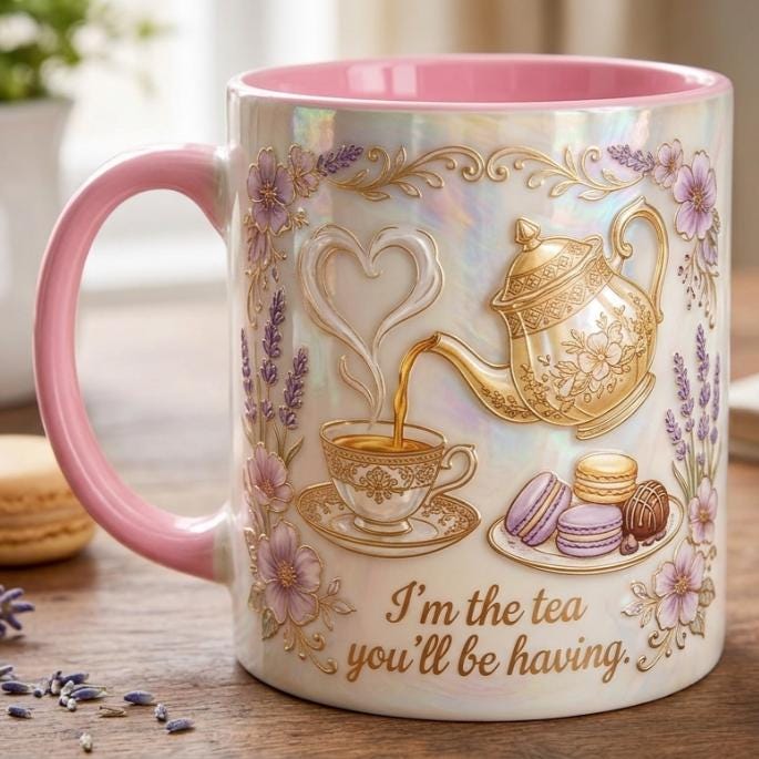 I Am The Tea You Will Be Having Mug, 3D Effect Bookish Romance Reader Accent Cup, Gift For Book Lover