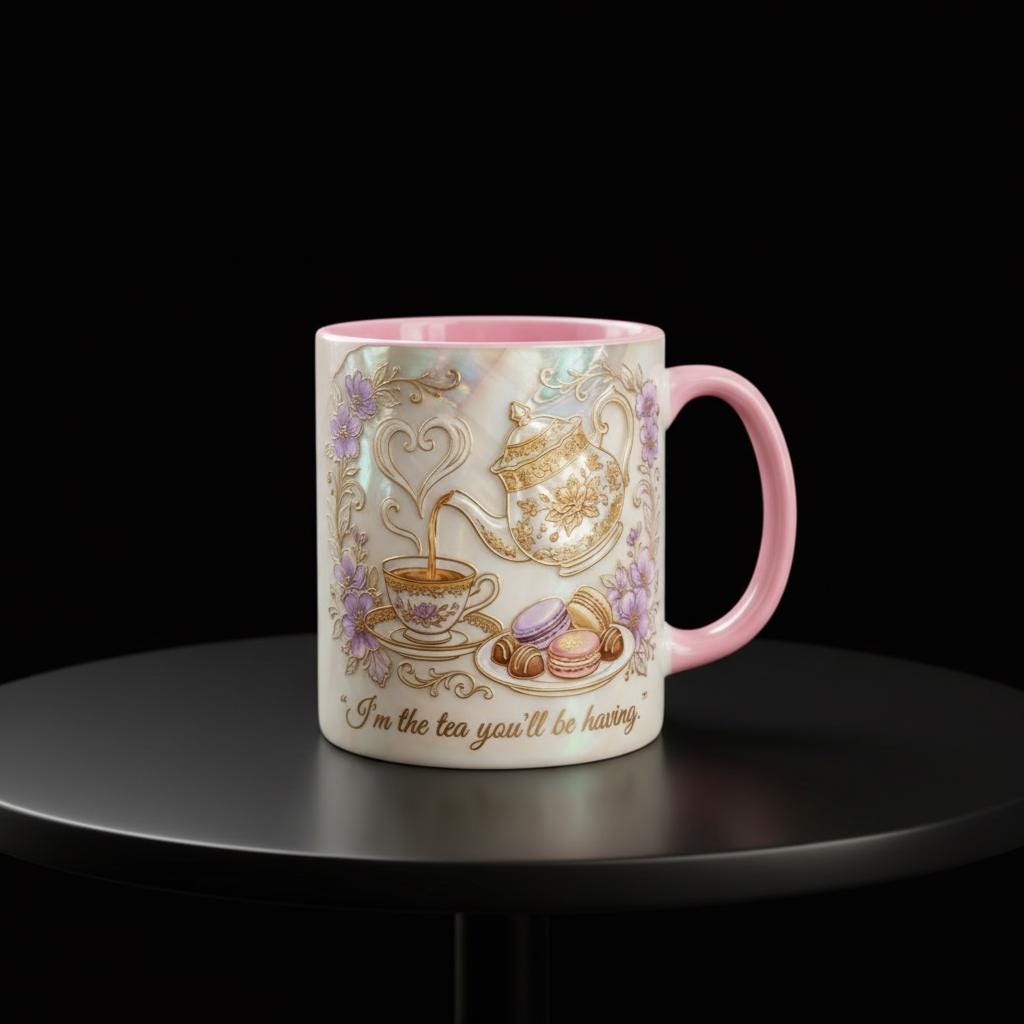 I Am The Tea You Will Be Having Mug, 3D Effect Bookish Romance Reader Accent Cup, Gift For Book Lover - image 3