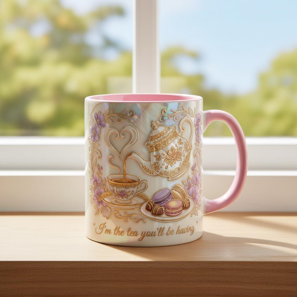 I Am The Tea You Will Be Having Mug, 3D Effect Bookish Romance Reader Accent Cup, Gift For Book Lover - image 4