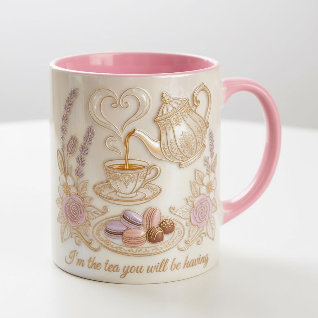I Am The Tea You Will Be Having Mug, 3D Effect Bookish Romance Reader Accent Cup, Gift For Book Lover - image 4