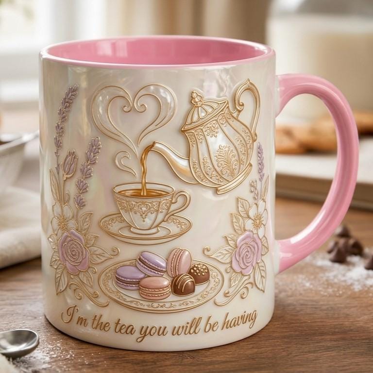 I Am The Tea You Will Be Having Mug, 3D Effect Bookish Romance Reader Accent Cup, Gift For Book Lover