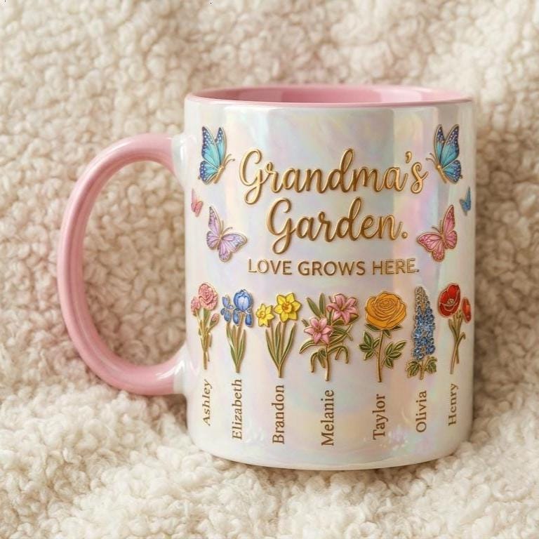 Grandma's Garden Mug, Personalized Gifts for Mom, Birth Flower Mom Gifts from Daughter, Mother's Day Accent Mug - image 3