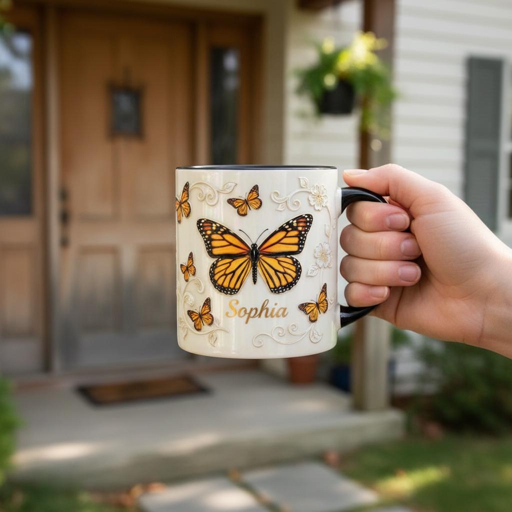 Personalized Butterfly Mug, Custom Name Butterfly Lover Coffee Mugs, Gift for Men Women - image 3