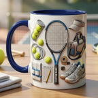 Custom Name Tennis Accent Mug, Tennis Coffee Cup, Gift For Tennis Lover, Faux 3D Effect - image 2