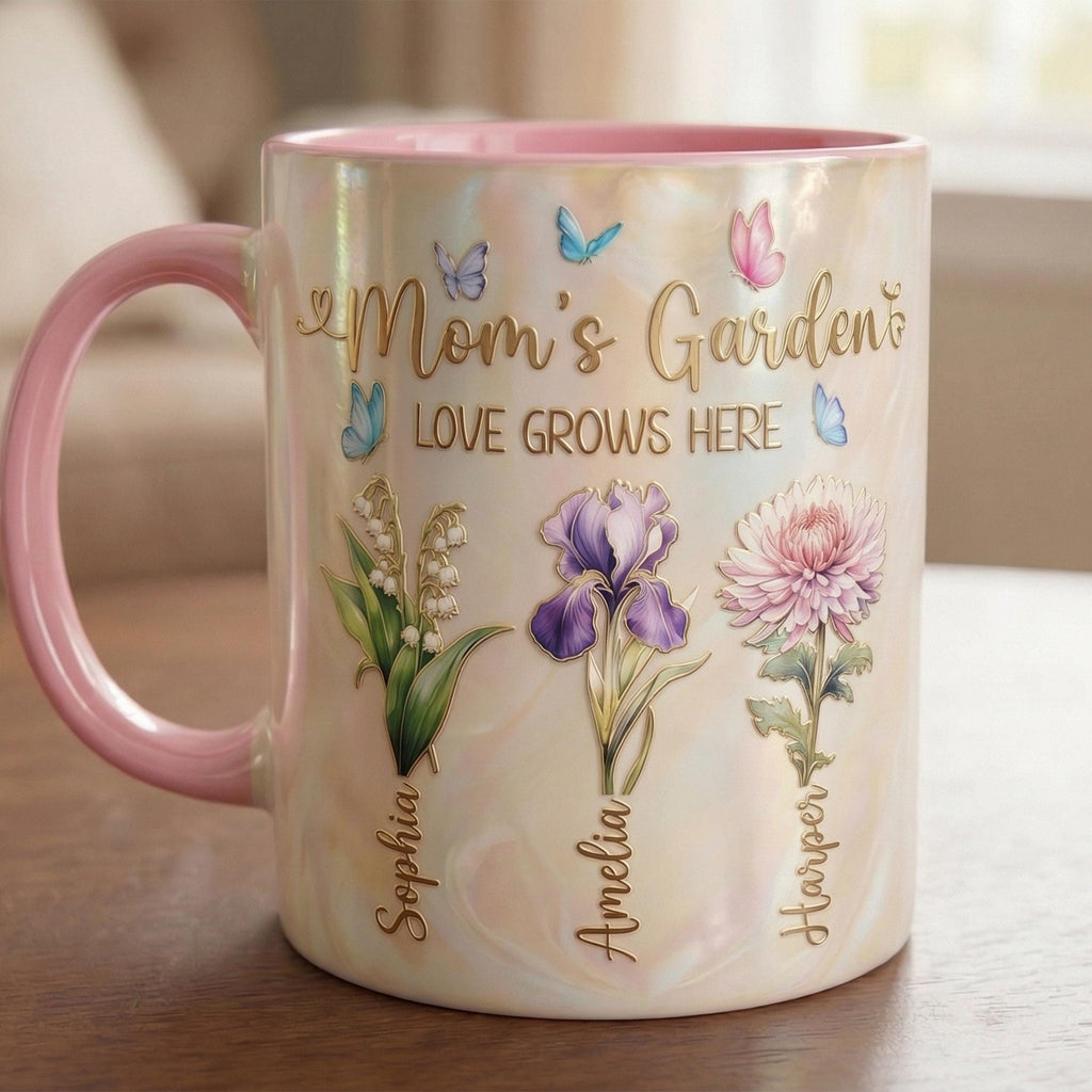 Personalized Grandma Flowers Mug, Mother's Day Gift, Grandmas Garden, Faux 3D Effect - image 4