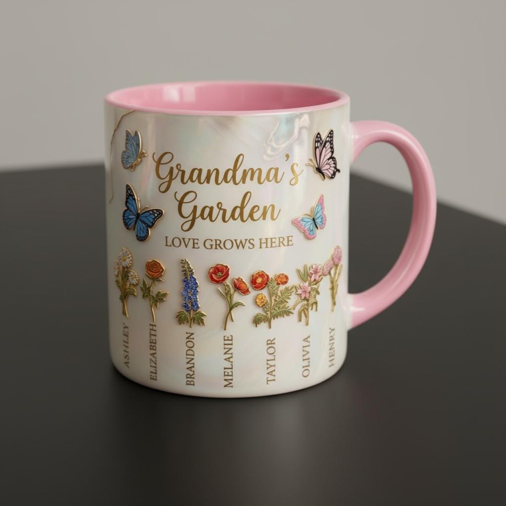 Grandma's Garden Mug, Personalized Gifts for Mom, Birth Flower Mom Gifts from Daughter, Mother's Day Accent Mug - image 5