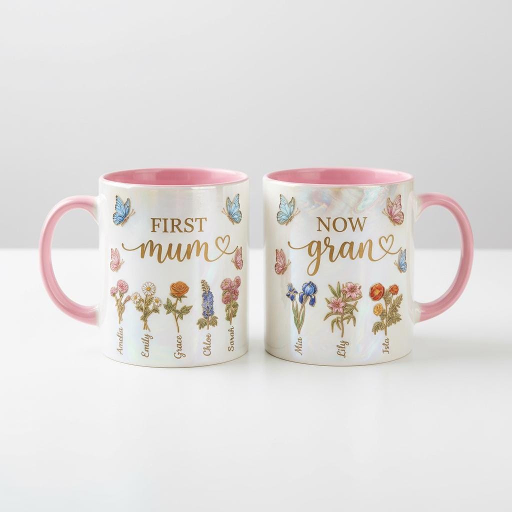 First Mom Now Gran Mug, Personalized Gifts for Mom, Birth Flower Gifts from Daughter, Mother's Day Accent Mug - image 3