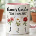 Personalized Mom Flowers Mug, Mother's Day Gifts, Grandmas Garden, Faux 3D Effect - image 3