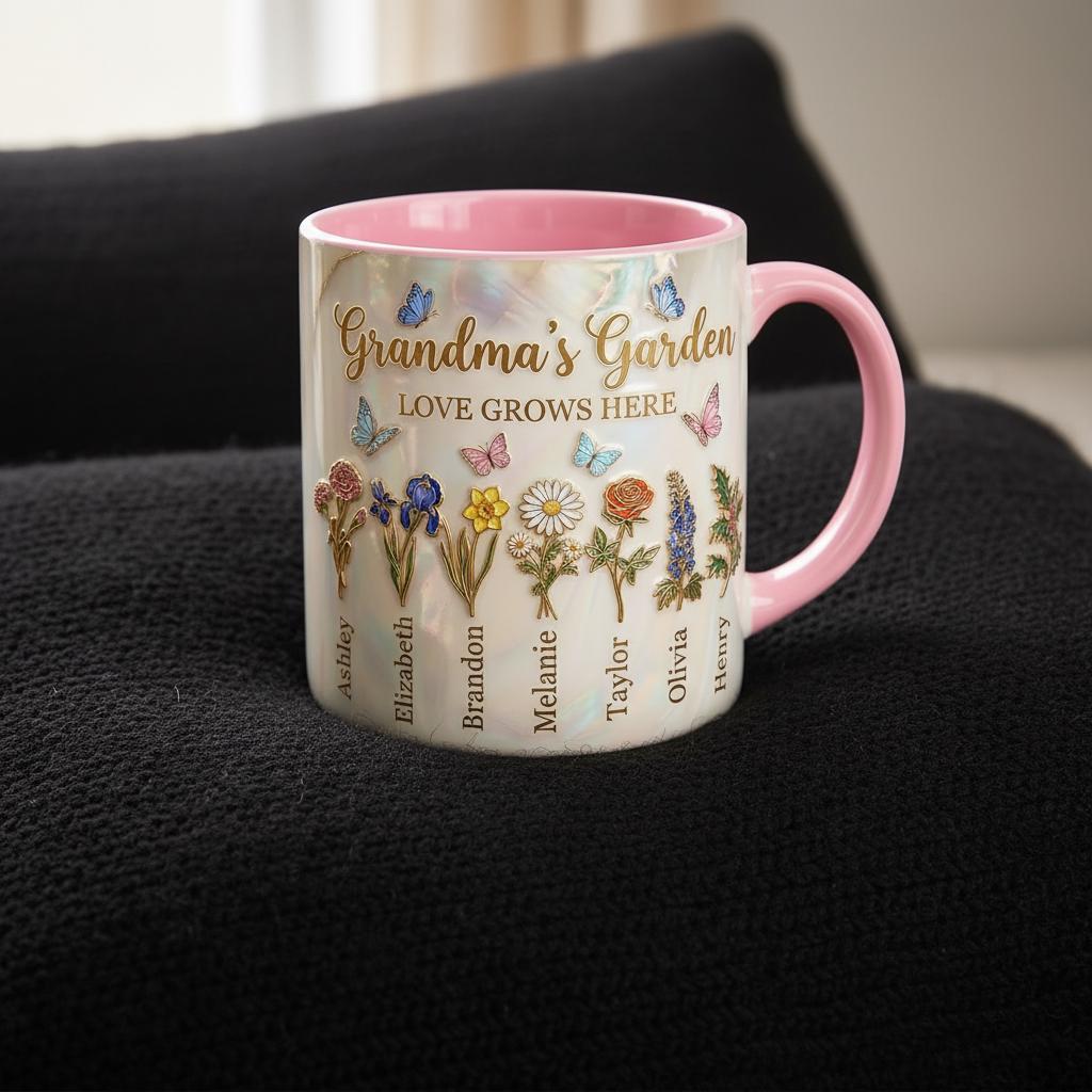 Grandma's Garden Mug, Personalized Gifts for Mom, Birth Flower Mom Gifts from Daughter, Mother's Day Accent Mug - image 5