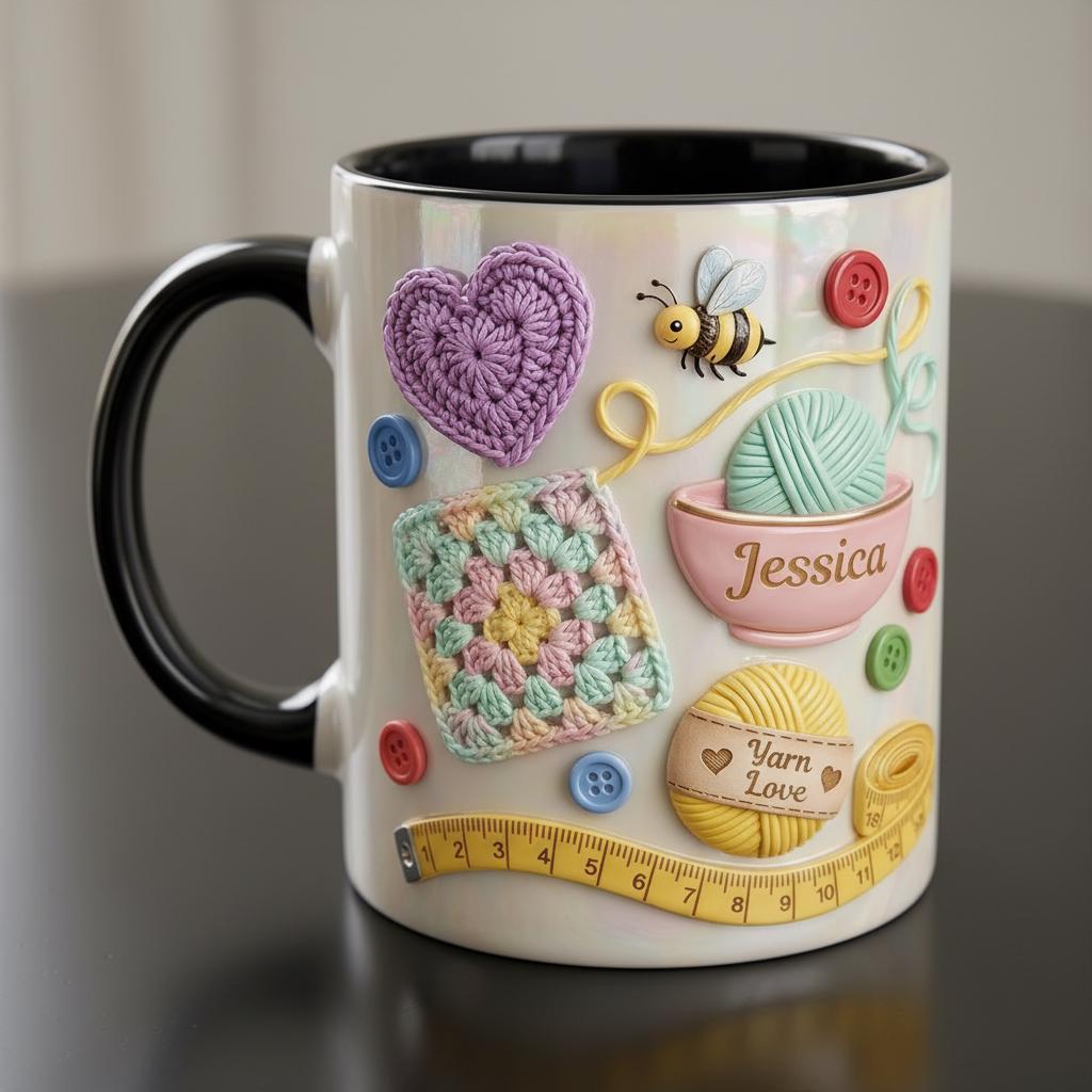 Personalized Crochet Mug, Custom Quilting Knitting Lover Coffee Cup, Mothers Day Gift, Gift for Mom Grandma - image 2