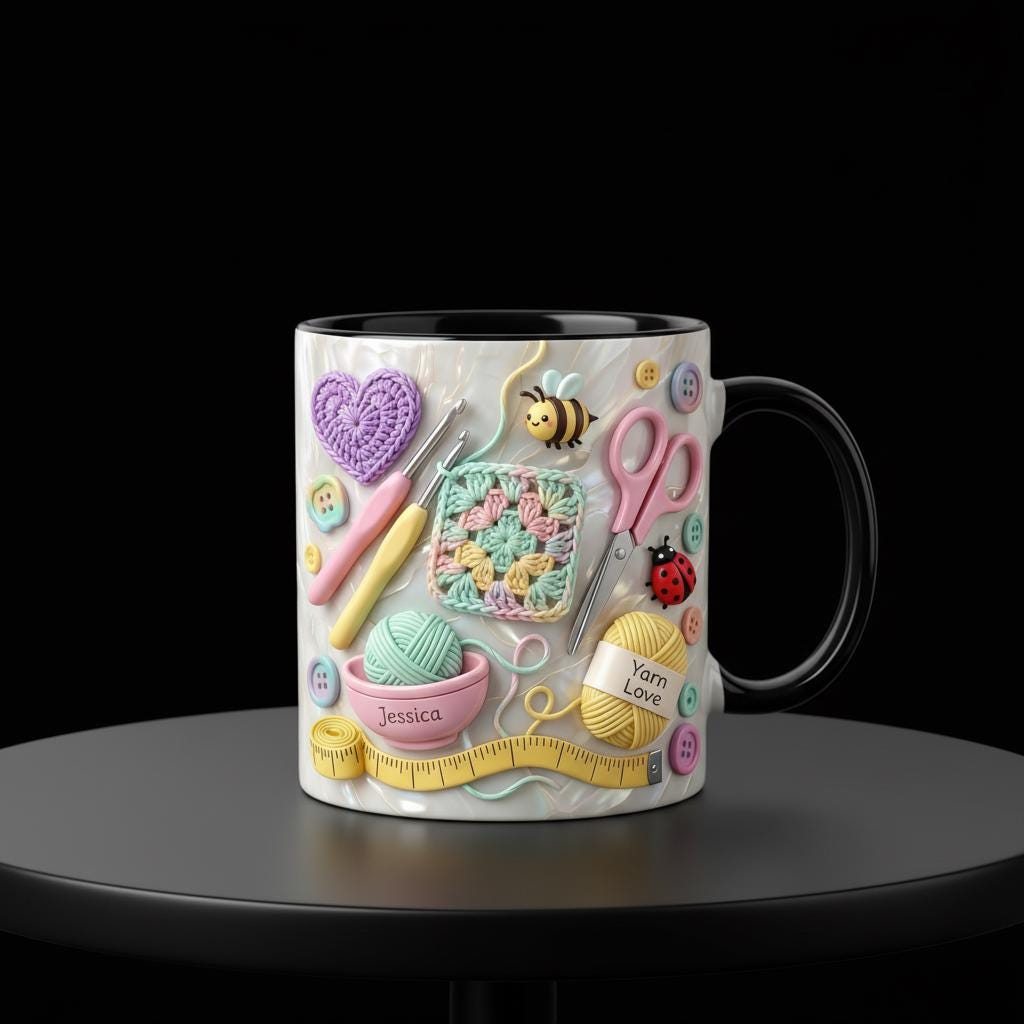 Personalized Crochet Mug, Custom Quilting Knitting Lover Coffee Cup, Mothers Day Gift, Gift for Mom Grandma - image 3