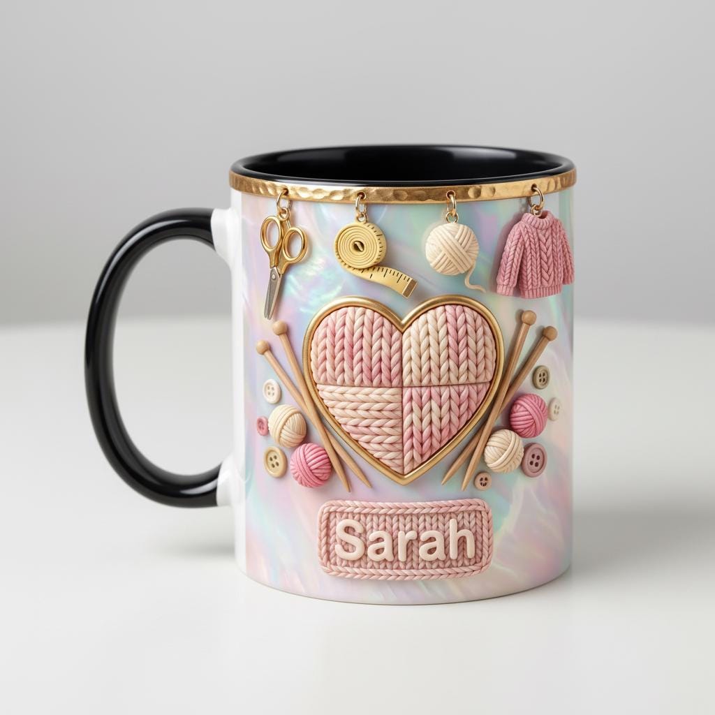 Personalized Crochet Lover Mug, Custom Quilting Knitting Lover Coffee Cup, Mothers Day Gift for Mom Grandma - image 4