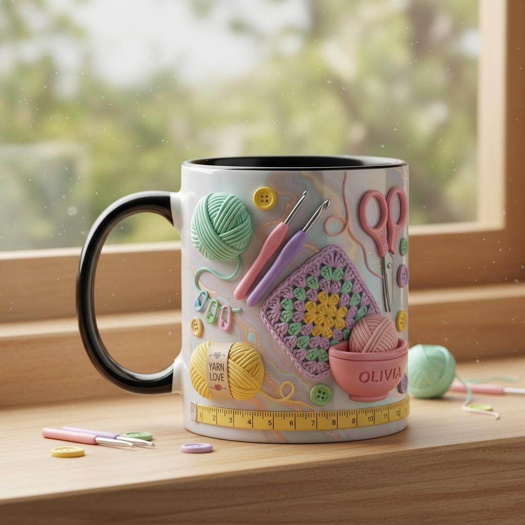 Personalized Crochet Lover Mug, Custom Quilting Knitting Lover Coffee Cup, Mothers Day Gift for Mom Grandma - image 4
