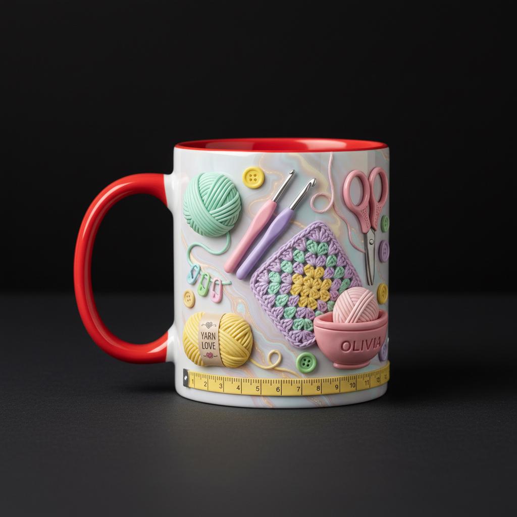 Personalized Crochet Lover Mug, Custom Quilting Knitting Lover Coffee Cup, Mothers Day Gift for Mom Grandma - image 2