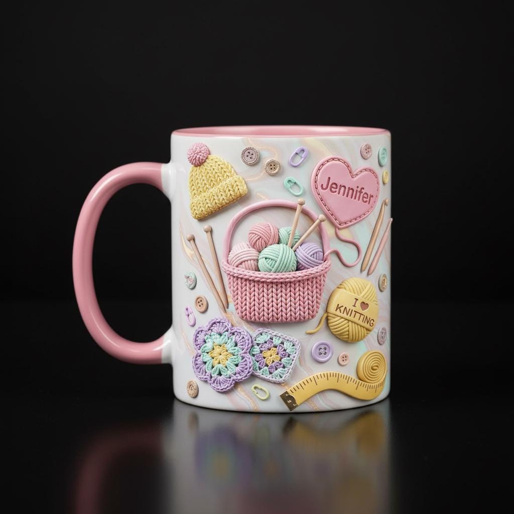 Personalized Crochet Lover Mug, Custom Quilting Knitting Lover Coffee Cup, Mothers Day Gift for Mom Grandma - image 2