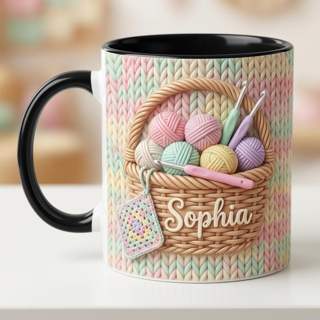 Personalized Crochet Lover Mug, Custom Quilting Knitting Lover Coffee Cup, Mothers Day Gift for Mom Grandma - image 2