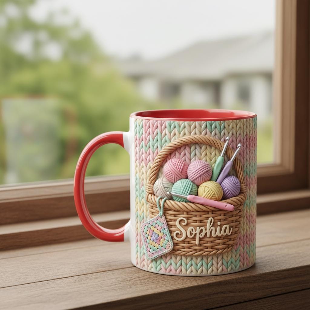 Personalized Crochet Lover Mug, Custom Quilting Knitting Lover Coffee Cup, Mothers Day Gift for Mom Grandma - image 3